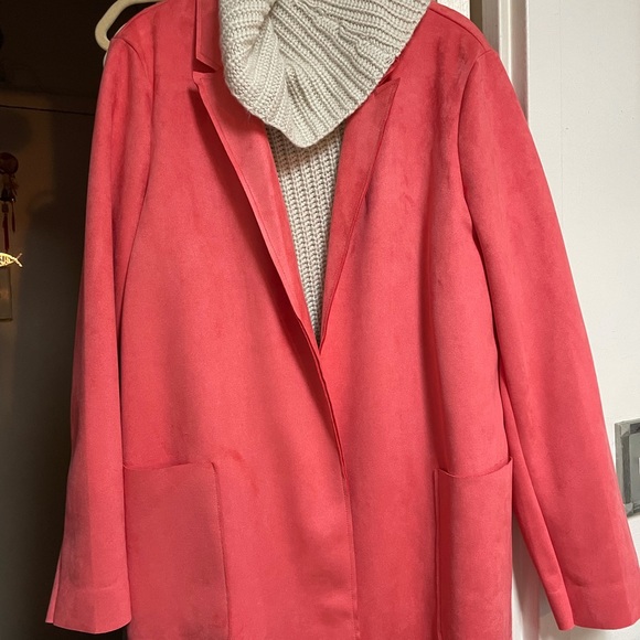 WINTER SALE ! CORAL VEGAN SUEDE JACKET SO SOFT N COMFORTABLE NWT 22”P 30 L - Picture 5 of 11
